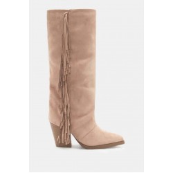 NICOLAS Μπότες Cowboy με Κρόσσια W801-55 μπεζ