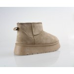 ΖΑΚ suede με γούνα και ψηλή σόλα sd07026-38 beige
