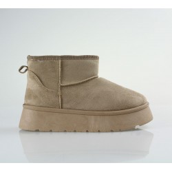 ΖΑΚ suede με γούνα και ψηλή σόλα sd07026-38 beige