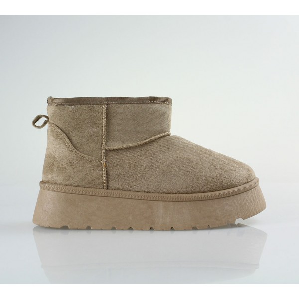 ΖΑΚ suede με γούνα και ψηλή σόλα sd07026-38 beige