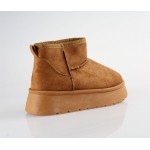 ZAK suede με γούνα και ψηλή σόλα sd07026 camel