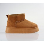ZAK suede με γούνα και ψηλή σόλα sd07026 camel