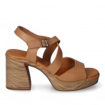 Oh My Sandals Δερμάτινο πέδιλο 5633 taupe