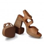 Oh My Sandals Δερμάτινο πέδιλο 5633 taupe