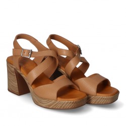 Oh My Sandals Δερμάτινο πέδιλο 5633 taupe