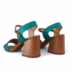 Joy's New York Γυναικείο δερμάτινο πέδιλο DV1112541 Green-Camel