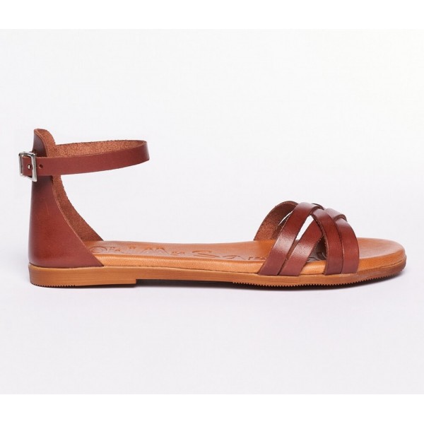 Oh My Sandals Γυναικεία πέδιλα  4953 TAN-CAOBA