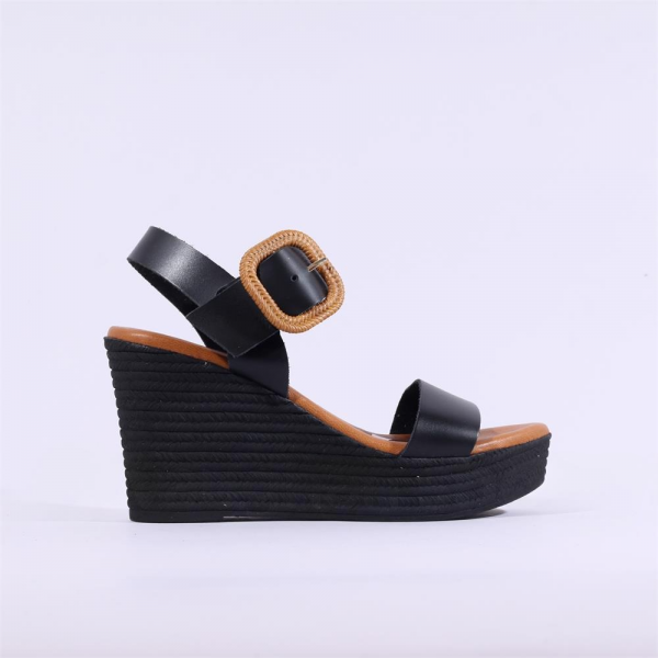 Oh My Square Buckle Wedge 5728 Black