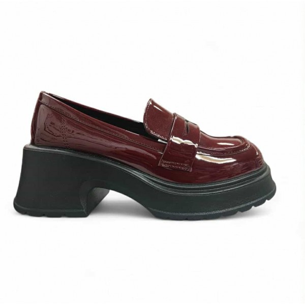 ZAK PLATFORM HEEL LOAFERS SD35019-55 BORDO ΛΟΥΣΤΡΙΝ