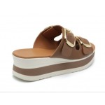 Oh My Sandals Δερμάτινη παντόφλα 5950 doya taupe 