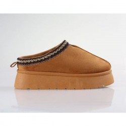 BLONDIE suede με γούνα και ψηλή σόλα sd07027-36 camel