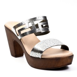 FILD OFF Anatomic Δερμάτινη παντόφλα 01-902 SILVER